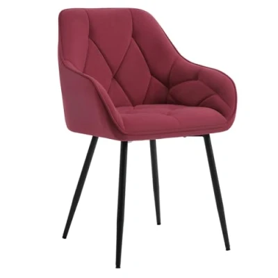 Abbildung von WOLTU Esszimmerstuhl, Küchenstuhl, Stuhl Esszimmer Wohnzimmer, ergonomischer Sessel, Armlehnstuhl, Polsterstuhl, Sitzfläche aus Samt, Metallbeine, Bordeaux, EZS02bd 1