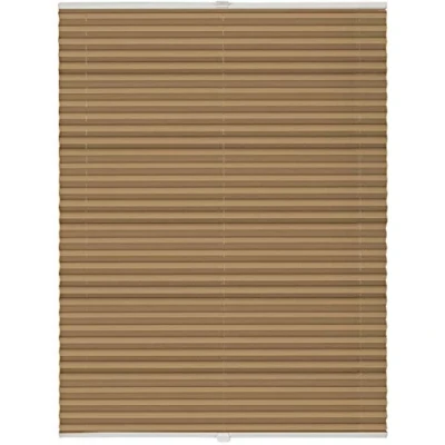 Abbildung von ondeco Plissee Klemmfix auf Maß für alle Fenster innen, ohne Bohren, Montage Klemmträger Sonnenschutz Sichtschutz Rollo Blickdicht Cappuccino B: 101 110 cm, H: 150 cm