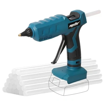 Abbildung von Mellif Akku Heißklebepistole für Bosch professional 18V wie GBA/GBA ProCORE, kabellos Akku,45s schnell Aufheizung Klebepistole mit 20PCS Klebestifte, ideal DIY(KEIN Akku)