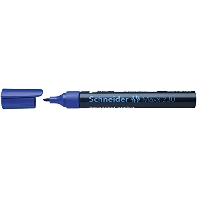 Abbildung von Schneider Maxx 230 Permanent Marker mit Rundspitze (nachfüllbar, Cap Off Ink, Aluminiumschaft, 1 3 mm) 10er Packung blau