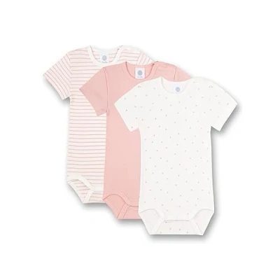 Abbildung von Sanetta Body Kurzarm (Dreierpack) Weiß Dots Rosa und Ringel Hochwertiger nachhaltiger für Mädchen aus Bio Baumwolle. Inhalt: 3er Set Baby 062