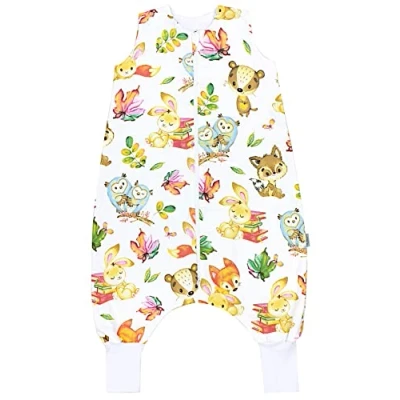 Abbildung von TupTam Baby Sommer Schlafsack mit Beinen 0.5 TOG OEKO TEX zertifizierte Materialien unwattiert Unisex, Farbe: Fuchs Eule Hase, Größe: 92 104