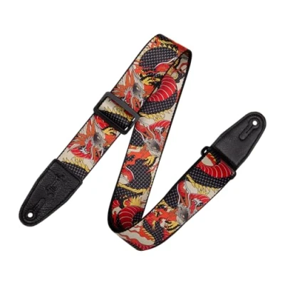 Abbildung von Levy&#039;s Unisex Erwachsene MPD2 Gitarrengurt aus Polyester, traditionelles Japanisches Drachen Motiv, 5,1 cm breit, One Size