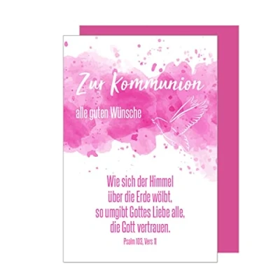 Abbildung von Edition Seidel exklusive Premium Kommunionskarte mit Umschlag. Glückwunschkarte Grusskarte Kommunion einzelne eine Junge Mädchen Karte (KO246 SW022) (Design 2)