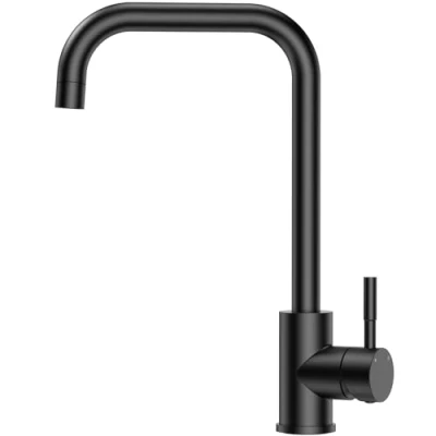 Abbildung von CECIPA Wasserhahn Küche Schwarz, Hochdruck Küchenarmatur 360 Drehbar, Mischbatterie Schwarz mit Hohem Auslauf, Spültischarmatur Installation Einfach, Armatur Edelstahl