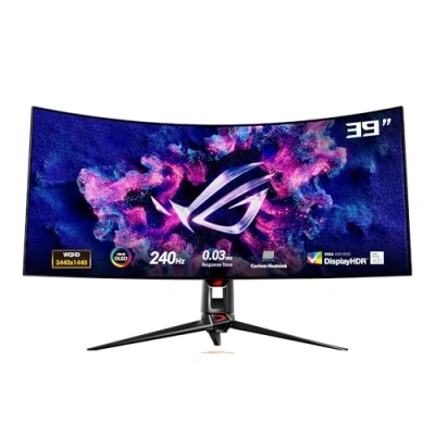 Abbildung von ASUS ROG Swift OLED PG39WCDM 39 Zoll UWQHD Curved Gaming Monitor 240 Hz, 0.03ms GtG, G Sync, FreeSync, AdaptiveSync, 10 bit, DisplayHDR 400 KVM, 21:9, 3440x1440, DP 1.4, HDMI 2.1, 90W USB C,
