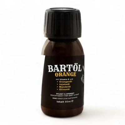Abbildung von Bartöl 60 ml Bartpflege mit Jojobaöl, Mandelöl und Olivenöl (Orange)