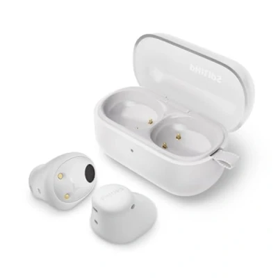 Abbildung von PHILIPS TAT2149WT Drahtlos Bluetooth Ohrhörer kleine Ohrhörer, Tolles Preis Leistungs Verhältnis, Natürlicher Klang mit Dynamischer Bass, klare Anrufe und Ladeetui im Taschenformat Weiß