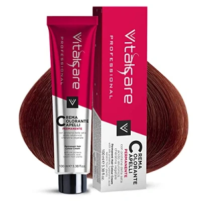 Abbildung von Vitalcare Professional Permanente professionelle Färbung, Haarfärbung, Haarfärbemittel mit Seidenprotein, Nr. 5/6, Feuerrot, 100 ml