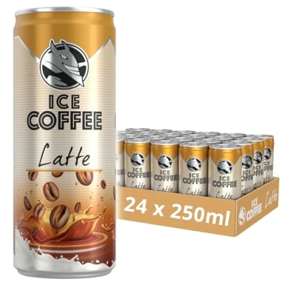 Abbildung von HELL Ice Coffee Latte 24 x 250 ml Dosen Multipack 40 mg/100 Koffein enthält echte Arabica &amp; Robusta Kaffeebohnenextrakte 75% UHT Milch Konservierungsstofffrei Eiskaffee trinkfertig