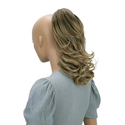 Abbildung von CAISHA 35cm Haarteil Helena Zopf Haarverlängerung mit Butterflyklammer Voluminös Gewellt Braun Blond Mix H125