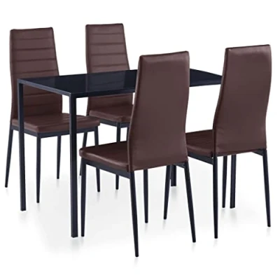 Abbildung von vidaXL Essgruppe 5 TLG. Esszimmertisch Esstischset Esszimmergarnitur Küchentisch Esszimmer Stuhl Tisch Set Sitzgruppe Esstisch mit 4 Stühlen Braun