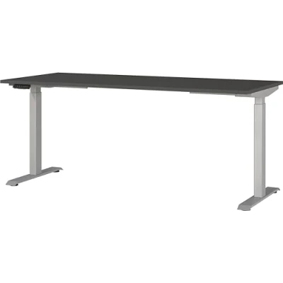 Abbildung von Germania Schreibtisch 7909 640, in Graphit/Silber, EL. höhenverstellb., 180 x 120 80 cm (BxHxT)