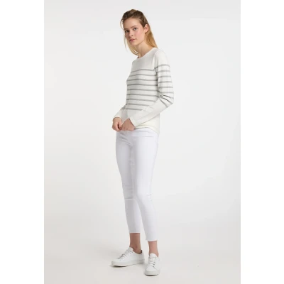 Abbildung von Dreimaster Strickpullover Damen Wollweiss Grau Melange