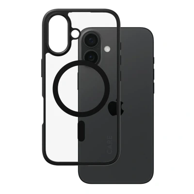 Abbildung von Apple iPhone 16 Hülle MagSafe Recycelter Kunststoff PanzerGlass Hard Case/Backcover Handyhülle Schwarz Shockproof/Stoßfest