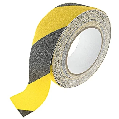 Abbildung von SeKi Antirutsch Klebeband Rutschhemmend schwarz/gelb, 50mm x 10 Meter, Rutschfestes Sicherheitsband für Treppen, Stufen, Fliesen, Rampen, Leiter oder den Bodenbelag; Antirutschband selbstklebend