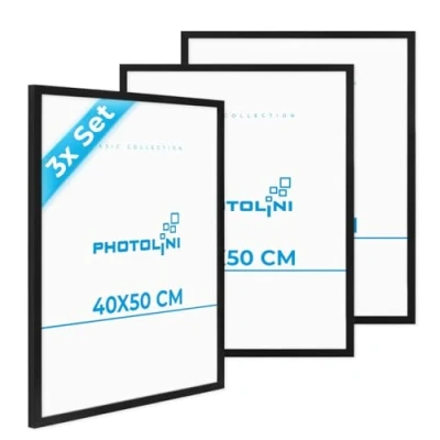 Abbildung von PHOTOLINI Bilderrahmen 3er Set, stabiles MDF Holz, mit Acrylglas, extra Zubehör