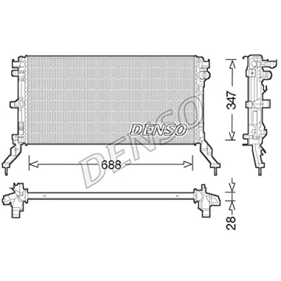 Abbildung von DENSO DRM23039 Kühler, Motorkühlung 688 347 28 RENAULT: LAGUNA 3 Grandtour