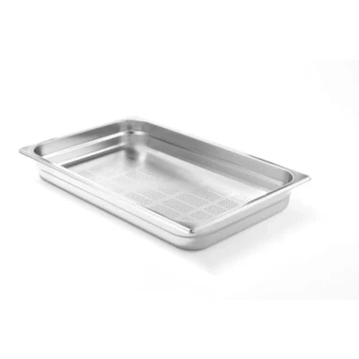Abbildung von HENDI Gastronormbehälter, Temperaturbeständig von 40 bis 300C, Heissluftöfen Kühl und Tiefkühlschränken Chafing Dishes Bain Marie, perforiert, 9L, GN 1/1, 530x325x(H)65mm, Edelstahl 18/10