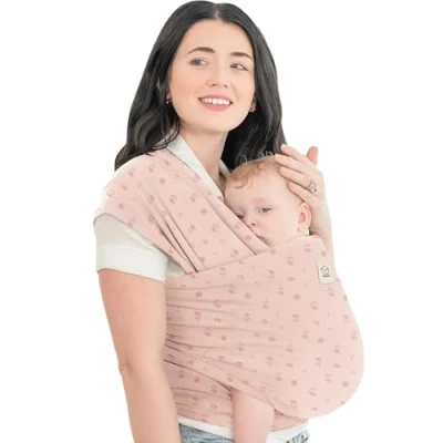 Abbildung von KeaBabies Babytrage Ab Geburt Atmungsaktive Babytragetücher, Neugeborene Geburt, Babytuch Tragetuch Baby Neugeborene, Kleinkind Handfreie Babytrage, Babywickel Träger (Pink Daisies)