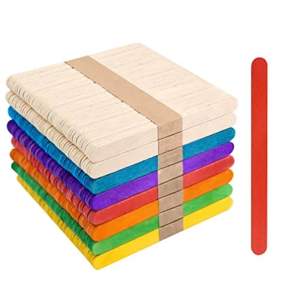 Abbildung von VGOODALL 400 Stück Eisstiele Holz, Bunte Holzstäbchen für Basteln, DIY Projekte, Party Deko &amp; Kunsthandwerk