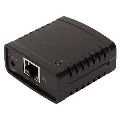 Abbildung von USB Druckserver, TCP IP LPR 10 Mbit/s 100 Webverwaltungsfunktion Netzwerk Druckserver Standard RJ45 LAN Port Geringer Stromverbrauch für Desktop Computer (EU Stecker)