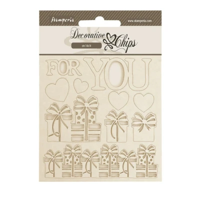 Abbildung von Stamperia Decorative Chips for Scrapbooks, Albums, Cards, Bullet Journals and More, You, Laser Cut Cardboard Shapes, Easy to Glue, Perfect Crafts Gifting (Gear up Christmas)