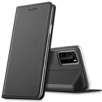 Abbildung von Verco Handyhülle für Huawei P40 Pro, Premium Handy Flip Cover Pro Hülle [integr. Magnet] Book Case PU Leder Tasche, Schwarz