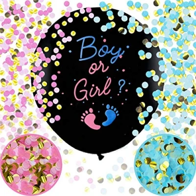 Abbildung von 2 Stück Gender Reveal Ballon XXL 91cm Geschlechtsverkündung Ballons Boy or Girl Konfetti Füllung Rosa Blau Offenbaren für Party Deko