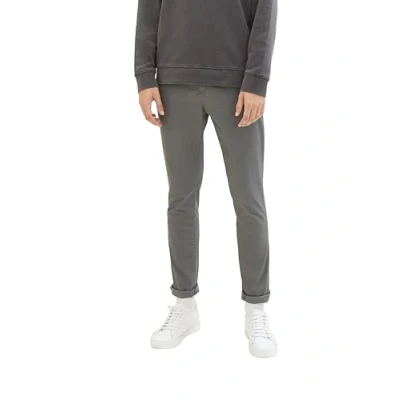 Abbildung von TOM TAILOR Denim Herren 1008253 Slim Fit Chino Hose Mit Gürtel, 10952 Castlerock Grey, 33W / 36L EU