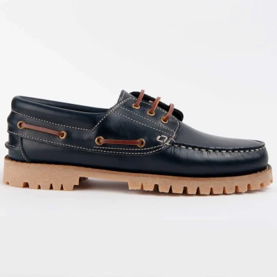 Abbildung von Purapiel Pullnauc 103060 Herren Bootsschuhe aus Leder, blau, 43 EU