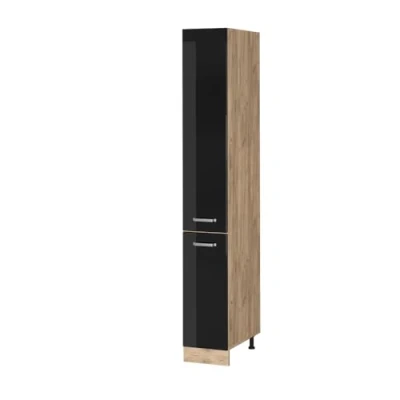 Abbildung von Vicco Hochschrank R Line, Schwarz Hochglanz/Goldkraft Eiche, 30 cm