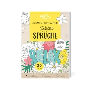 Abbildung von Ausmal Postkarten Schöne Sprüche 20 Karten: Mit schönen Motiven zum Ausmalen und Verschenken 100% Recyclingpapier (pen2nature books)