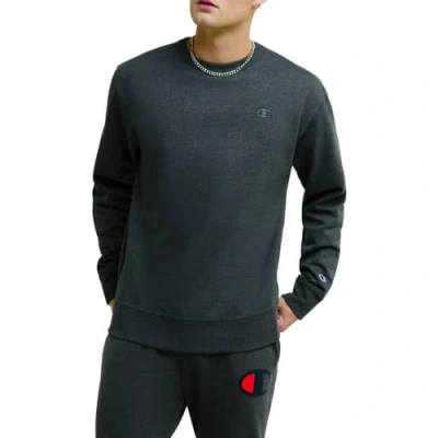 Abbildung von Champion Herren, Powerblend, Fleece, Crewneck for Men (Reg. Or Big &amp; Tall) Sweatshirt, Granite Heather C Logo, XXX Large Groß