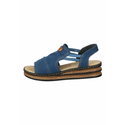 Abbildung von Rieker Plateausandalette, Damen, Größe: 38, Denim cayenne Schuhe