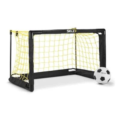 Abbildung von SKLZ Pro Mini Tor, inklusive 12,7 cm weichem Ball, einfach zu montierender Rahmen, Weiß/Gelb