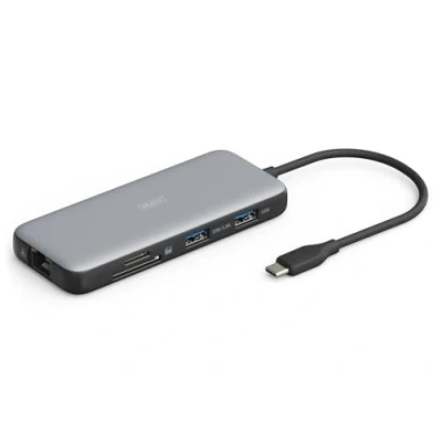 Abbildung von DIGITUS USB C Docking Station 8 Ports 2X HDMI UltraHD 4k/60Hz A 3.2 Gen2 1x 100W PD 3.0 RJ45 Dual Kartenleser Grau