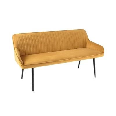 Abbildung von riess ambiente Sitzbank TURIN 160cm senfgelb / schwarz (Einzelartikel, 1 St), Esszimmer · Samt Metall Rückenlehne Schlafzimmer Retro Design