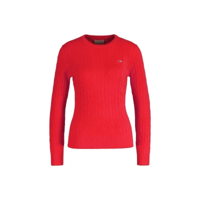 Abbildung von GANT Stretch Cable C NECK Strickpullover, Damen, Größe: Large, Bright red