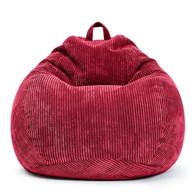 Abbildung von Green Bean© Square XL Indoor Bezug aus Kord 90 x 110 cm ohne Füllung Sitzsackhülle, Sitzsackbezug Cord kuschelig, weich, robust waschbar, mit Innensack Rot