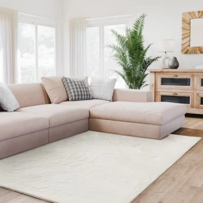 Abbildung von Interiyou Hochflorteppich Fargo 200x290 cm Creme Flauschiger Fellteppich aus Kunstfell waschbar und rutschfest weicher Langflor Fell