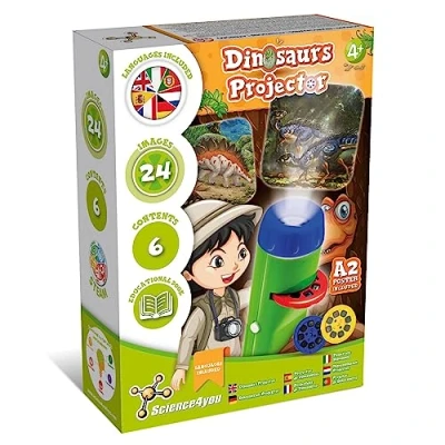Abbildung von Science4you Dino Taschenlampe für Kinder ab 4+ Jahren Dinosaurier Spielzeug: Projektor Lampe mit 24 Bilder, Poster Geschenk, Paläontologie und Lernspielzeug Jähren