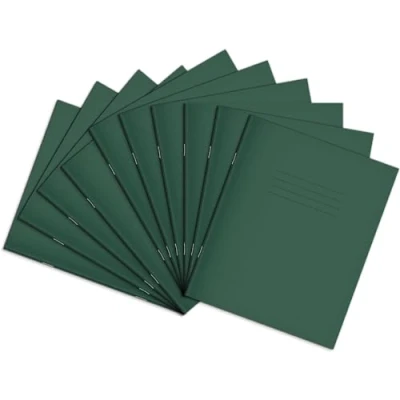 Abbildung von Rhino Schulheft, 8 x 6,5 cm, mm liniert + Rand, 48 Seiten/10 Stück, ideales Schulheft für Notizen, Übungen und Aufsätze, Dunkelgrün