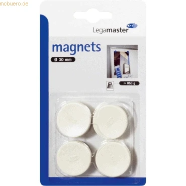 Abbildung von 10 x Legamaster Haftmagnet 30 mm 4 Stück weiß