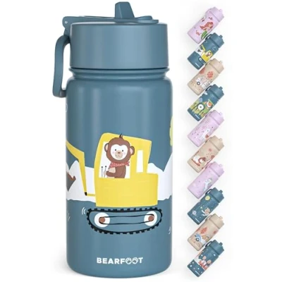 Abbildung von BEARFOOT Trinkflasche Thermo Kinder Edelstahl Bagger, Thermosflasche, auslaufsicher, Edelstahl, Kinderflasche, BPA frei