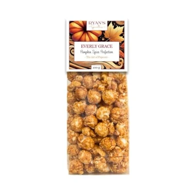 Abbildung von Everly Grace Popcorn Pumpkin Spice Perfection, 100 g Tüten mit herbstlichen Gewürzen aus unserer Manufaktur in Augsburg, Deutschland