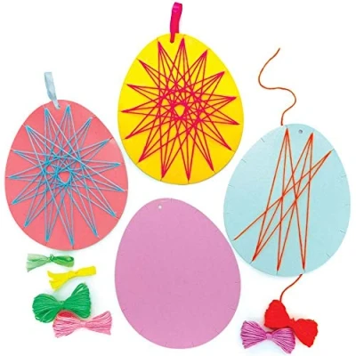 Abbildung von Baker Ross Ostereier Stickset, 8 Stück, für Kinder (AX781), Blau,Gelb,Rosa