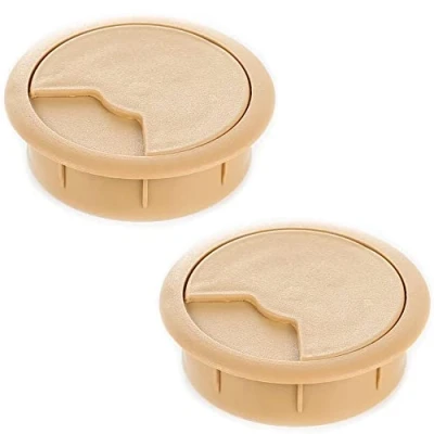 Abbildung von sossai® Kabeldurchführung KDM2 (2 Stück) Kabeldurchlass/Schreibtischkanal für Schreibtische, Büro &amp; Arbeitsplatten Farbe: Buche Durchmesser: 60 mm Material: Kunststoff