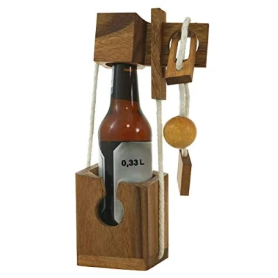 Abbildung von LOGOPLAY MINI Flaschen Tresor extra für kleine Safe Puzzle Denkspiel Knobelspiel Geduldspiel Logikspiel aus edlem Holz in kleinformatiger Ausführung