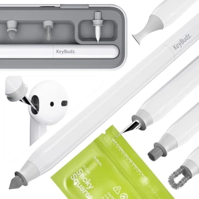Abbildung von KeyBudz AirCare 2.0 Reinigungsset für Airpods, Bluetooth Kopfhörer, In Ear Kopfhörer (70% recyceltes Material, Samsung Earbuds, Smartphones, iPhones)